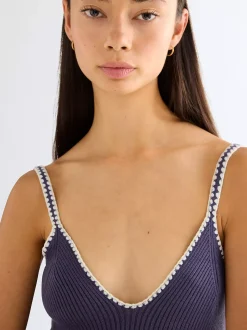 Slim Crochet Trim Tank Top