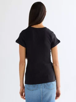 Slim Rib Capped T-Shirt